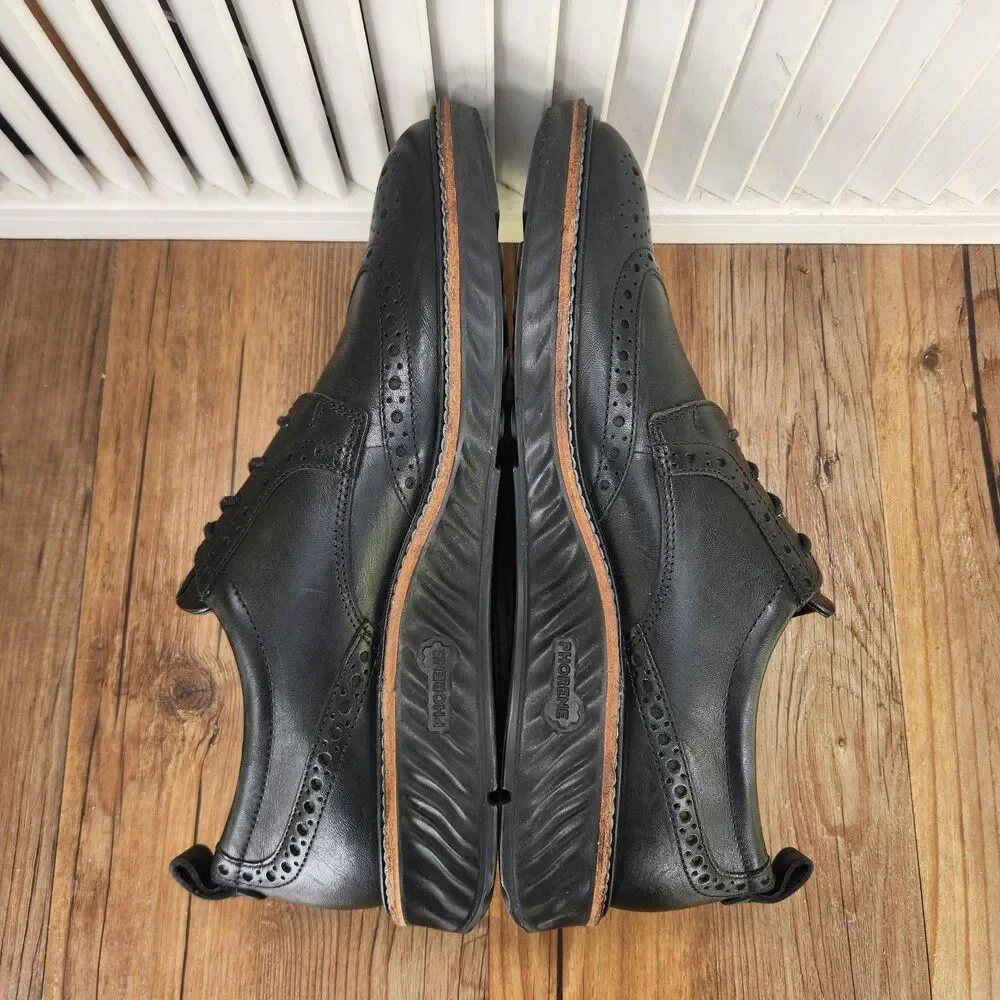 ECCO ST.1 Hybrid Brogue Wingtip Derby Shoes Mens Sz 8 Black Leather Preppy City